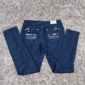 Women's Dark Blue Embellished Skinny Jeans